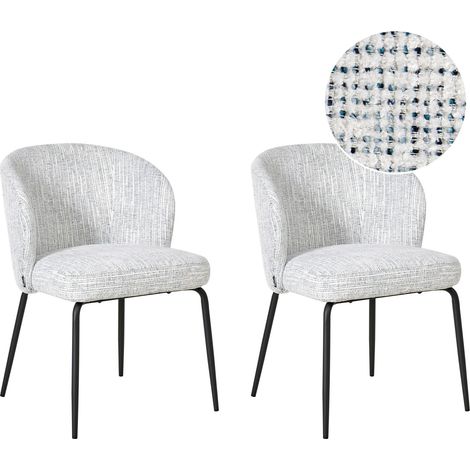 Set di 2 sedie da pranzo con rivestimento in tessuto bianco e blu Zana