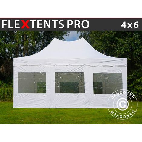 Pop up gazebo FleXtents PRO Peak Pagoda 4x6 m White, incl. 8 sidewalls