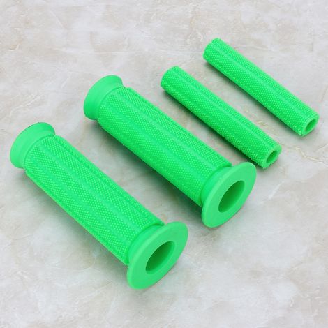 Poignée de guidon moto universelle 22mm en caoutchouc antidérapant, paire de manchons souples pour levier de frein, vert, compatible scooter et moto. (1/5)