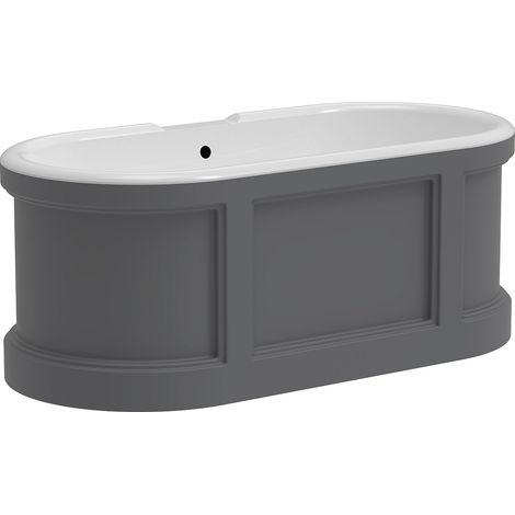 Vasca da bagno freestanding in stile country chic - 152 x 74 x 60 cm - Grigio opaco - 161 L - CAVASO