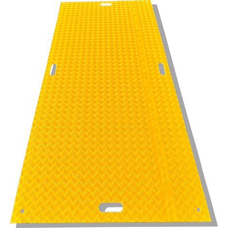 Plaque de roulage 2440x1200x10 mm jaune capacité 80 tonnes  Plaque de revêtement de sol – pour piétons  Capacité 80 000 kg (1/3)