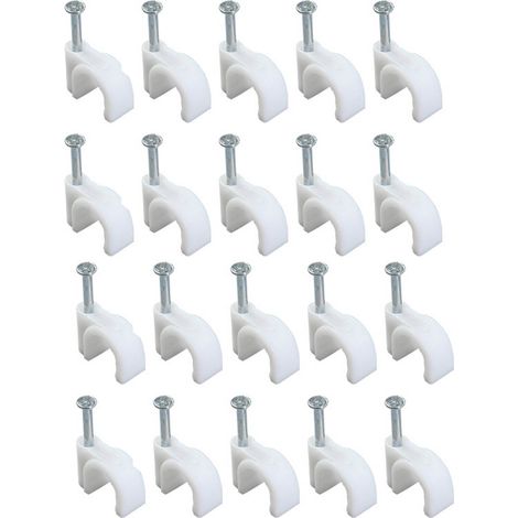 Lot de 100 clips de fixation ronds en acier de 5 mm pour câbles muraux et gestion des cordons. (1/5)