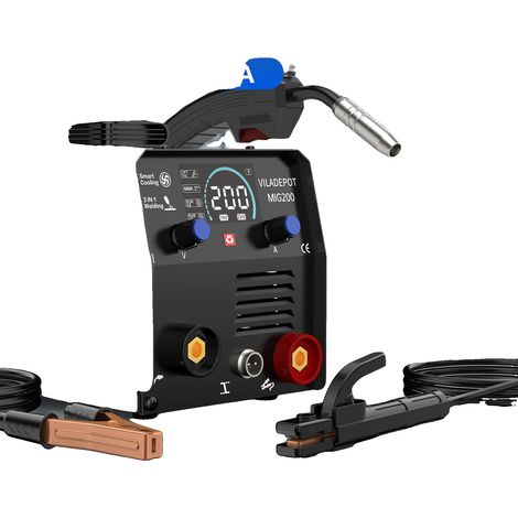 Saldatrice, senza capacità di gas, corrente massima di 200 A, tensione di ingresso 220 V, alimentazione automatica del filo, dimensioni compatte. (1/5)