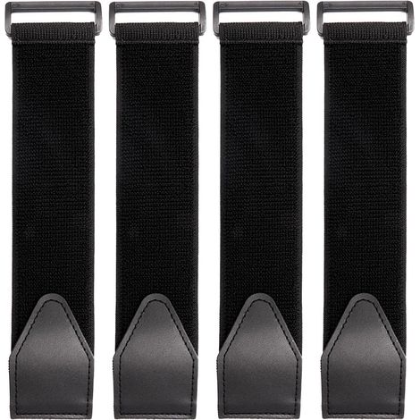 Lntyq Lot de 4 bandes élastiques noires avec boucle inversée, bandes, sangles de bagages, sangles de fixation assorties, convient pour tapis de yoga, tuyaux, bagages