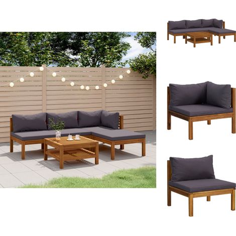 Gartenmöbel-Sets - Living 5-tlg. Garten-Lounge-Set mit Auflage Massivholz Akazie (1/5)