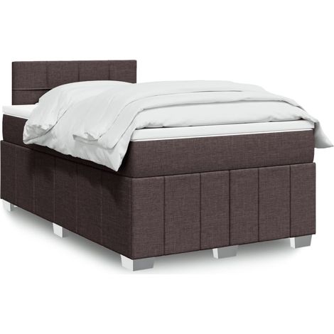 Cama box spring con colchón tela marrón oscuro 120x190 cm vidaXL