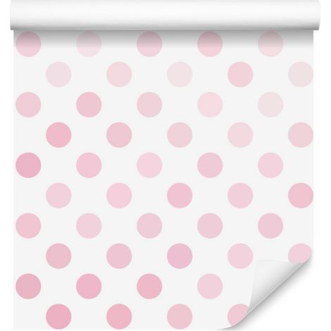 Papel pintado de círculos rosas para salón y dormitorio, 50x1000 cm. (1/5)
