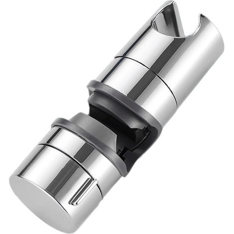 Support de pommeau de douche réglable en ABS chromé pour barre de douche coulissante, rotation à 360°, compatible avec les barres rondes de 18 à 25 mm, installation sans perçage pour la rénovation de  (1/5)