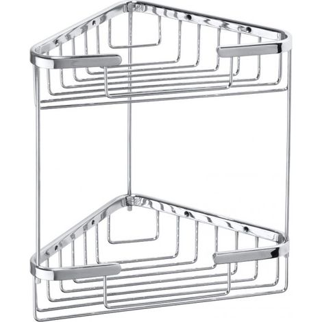 Range objet d'angle double étagère CYTRO en laiton chromé 16x15,5x32,5 cm (1/4)