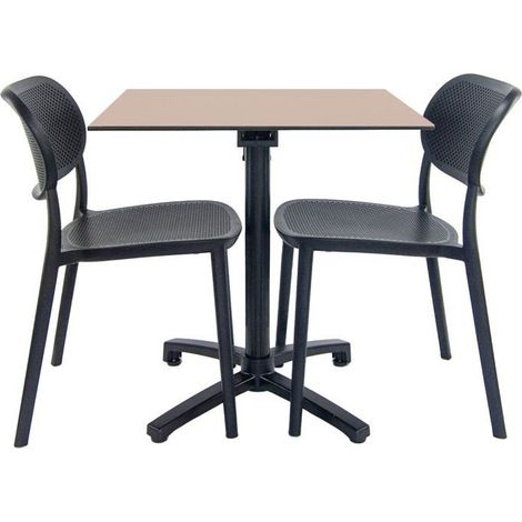 Table pliable beige + 2 chaises pour terrasse (1/4)