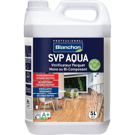 Blanchon Vitrificateur Parquet SVP Aqua Biosourcé Effet Nature 5L – Protection haute résistance – Mono ou bicomposant