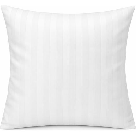 Kissenbezug 40x40 weiß für Hotelkissen, polierte Baumwolle, Streifenmuster, 2 cm Überlappung (1/5)