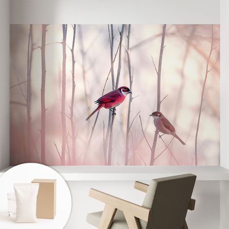 Carta Da Parati - Murale Alla Moda Decorazione - Camera Da Letto - Con Colla Gratuita coppia di uccelli 104x70 cm (1/5)