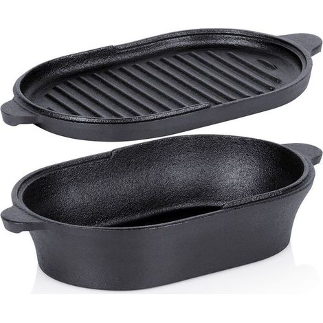 Cocotte en fonte - Vilde - Cast Line - 2 en 1 - 28x16 cm - Noir (1/5)