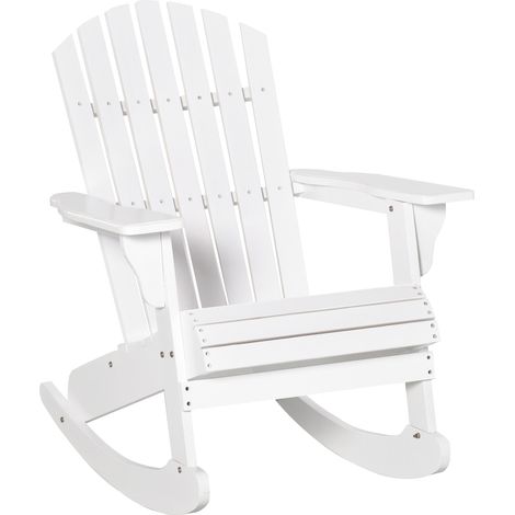 Fauteuil à bascule Adirondack en bois blanc, 77 x 94 x 97 cm, pour jardin et balcon (1/5)