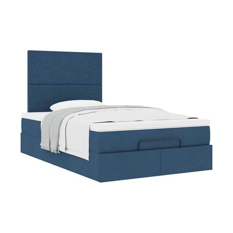 Cadre de lit coffre, matelas bleu, 120 × 190 cm, tissu, espace de rangement généreux, tissu doux et respirant, idéal chambre à coucher, style moderne, montage simple (1/5)