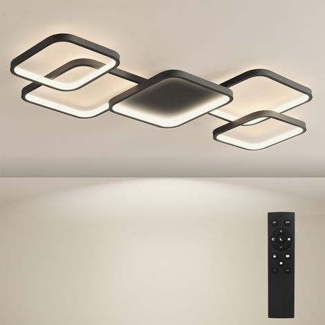 BAYHT Dimmbare Deckenlampe mit Fernbedienung, 56W LED Deckenleuchten mit Einstellbarer Helligkeit, Moderne LED-Deckenleuchte für Wohnzimmer Schlafzimmer Schwarz (1/2)
