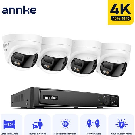 ANNKE 8 Channel PoE Security Cameras System with Smart Dual Light Night Vision 180° Panoramic View (1/5)