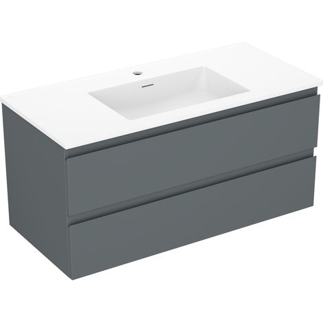 Mexen Orio Badezimmermöbel 100 cm mit Waschbecken Otis, 2 Schubladen, Graphit matt/weiß matt - 91A10-10047-2-BFF66-W18M01 (1/5)