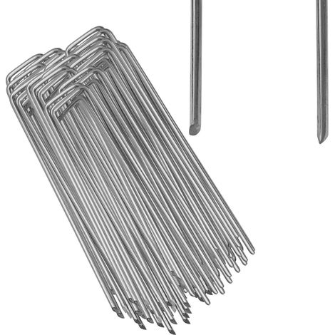SWANEW 50x ancoraggio a terra picchetti in acciaio zincato 150x25 mm ancoraggio a terra per teloni U arrotondati reti da giardinaggio (1/5)