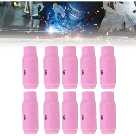 Lot de 10 adaptateurs de buse en céramique 10N48 n° 6 pour machine à souder TIG WP17/18/26, avec protection. (1/5)