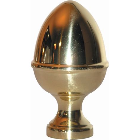 Deco Fer Forge – Pigne pour rampe en laiton poli vernis – Hauteur 135mm Ø65mm – Fixation par vis M10 – Boule de finition décorative