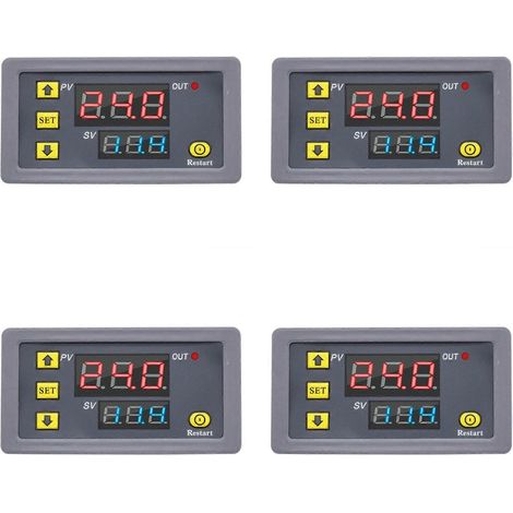 Relais temporisé numérique 4X avec affichage LED, minuterie cyclique, interrupteur de commande, temporisation réglable, alimentation CC 12 V (1/3)