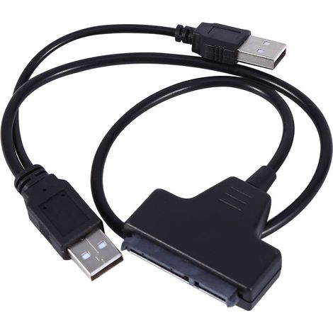Adaptateur de cble SATA 7 + 15 22 broches vers USB 2.0 pour disque dur HDD 2,55 avec cble d'alimentation USB.