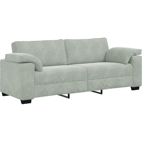Canapé  Sofa à 3 places gris clair 220x77x82 cm Velours (1/5)