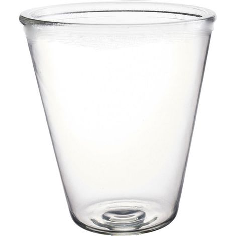 Vaso in vetro trasparente con bordo decorazione vintage per fiori e piante da h 16 cm