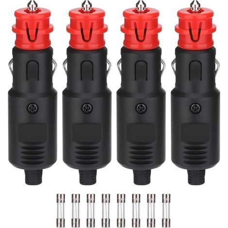 Lot de 4 Prises Allume-Cigare 12 V et 24 V avec Fusible 10 A pour Voiture, Camion et Moto – Compatible Tous Véhicules (1/4)