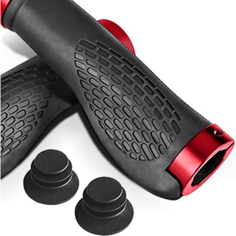 Fahrradlenkergriffe, Aluminiumlegierung, Gummi, rutschfest, Ersatzset für Fahrräder, rot. (1/5)