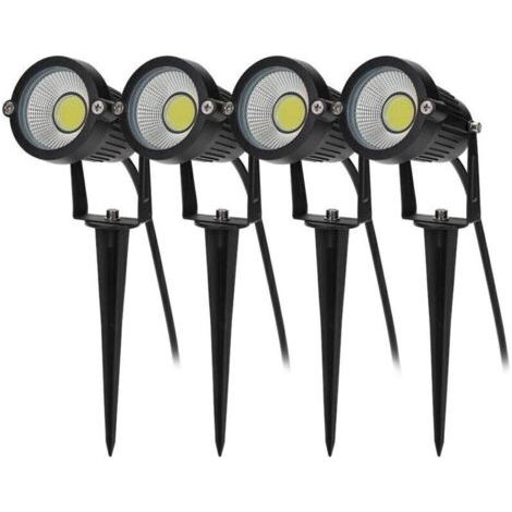 4PCS éclairage Extérieur à Piquer COB 5W 220V IP65 étanche Orientable Projecteur Spot Led Lampe de Jardin éclairage pour Chemins Plantes Balcon Terrasse Htel Pelouse LED Lumière Blanc