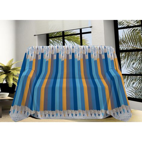 Telo Arredo Linea Pensieri Delicati In Cotone Disegno Matitoni Colore Blu, misuraSingolocoloreBlu