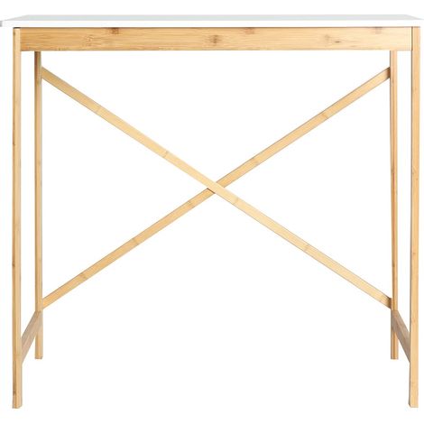 Bureau en Bois de Bambou, Métal, Blanc, Naturel, 80 x 45 x 72 cm (1/5)