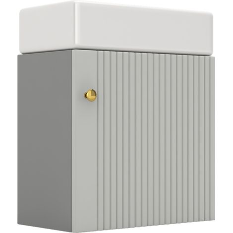 Badmöbel mit Waschbecken 46 cm grau und weiß aus MDF (1/5)