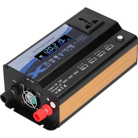 24V 4000W Wechselrichter mit mehrfarbiger LED-Ambientebeleuchtung, 4 USB-Anschlüssen, Kfz-Ladegerät, Fahrzeugspannungswandler (1/5)