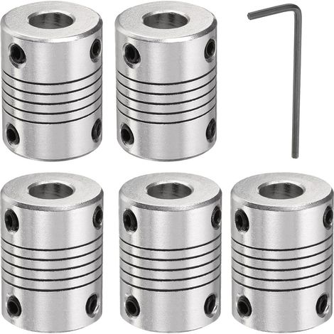 Aluminium Alliage Arbre Accouplement 8mm à 8mm, Accouplement Flexible Connecteur Moteur Joint, Accouplement Moteur Pas à Pas pour Machine CNC (1/5)
