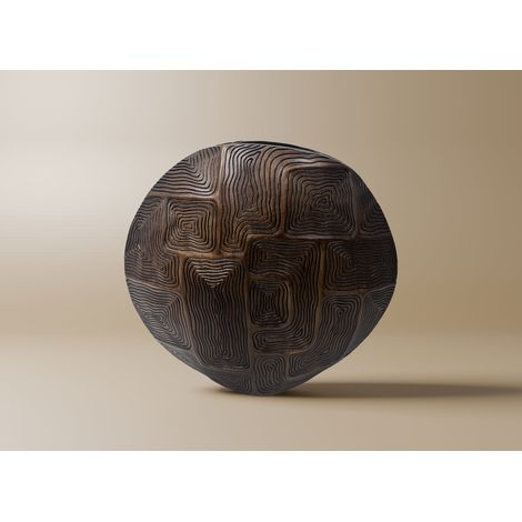 Vase rond en résine noir et marron H34 cm ARBORA