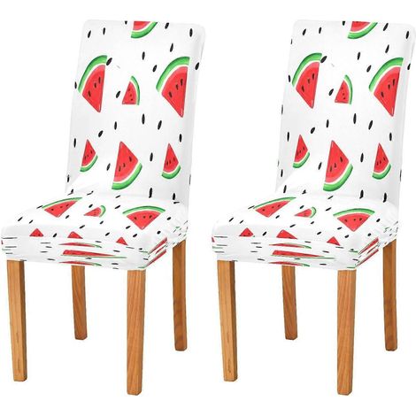 Housses de chaise pastèque lot de 2 extensibles en spandex amovibles et lavables pour chaise de salle à manger et cuisine taille 4 (1/5)