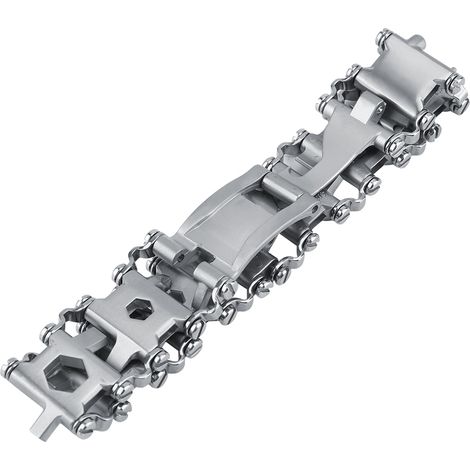 Bracelet multifonctionnel 29 en 1 en acier inoxydable pour outils d'extérieur, bracelet punk portable (blanc) (1/5)