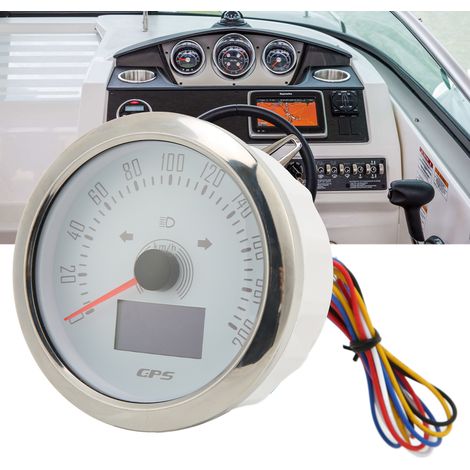 Modification du tableau de bord pour voitures, camping-cars et bateaux, limitation de vitesse à 200 km/h (avec OLED et clignotants), tableau de bord GPS rétroéclairé RGB 85 mm (blanc, référence : CX82 (1/5)
