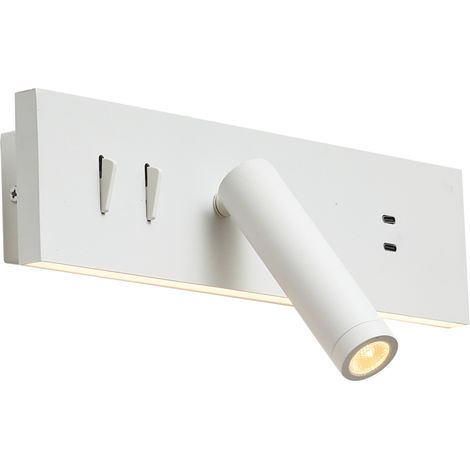 QAZQA Appliques modric - Moderno - Acciaio,Plastico - Bianco - Allungato (non sostituibile) LED Max. 2 x 32 Watt