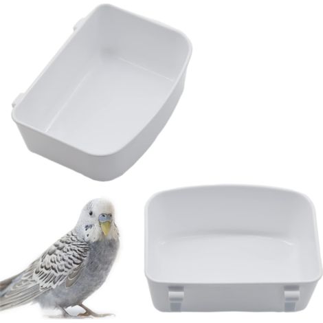 Tasse à Manger pour Oiseaux de Cage Mangeoire Suspendue en Plastique Bol d'Alimentation pour Perroquets Canaris Perruches Blanc (1/5)