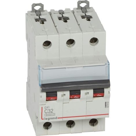 Interrupteur automatique magnétique thermique, 3P, 32A, courbe C, 10 kA, 3 modules, DX3 (1/5)