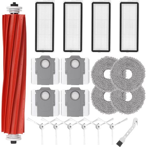 Kit di accessori per robot Roborock Qrevo S / QRevo MaxV / QRevo Pro Pezzi di ricambio 1 spazzola principale a rullo, 4 filtri HEPA, 4 mop, 6 spazzole laterali, 4 sacchetti per la polvere, 1 spazzola