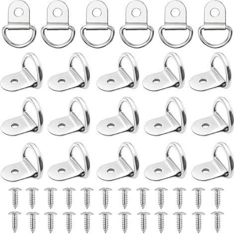 Lot de 20 anneaux d'arrimage pliables en acier inoxydable 304, anneaux d'arrimage pour remorque, crochet d'arrimage, avec 20 vis (1/5)