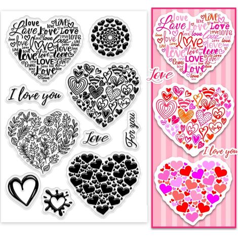 Tampon Scrapbooking Fête des Mères Tampon Transparent Love Heart Tampons en Silicone Graffiti Sweet Love Tampons en Caoutchouc Transparent pour Cartes de Vœux Étiquettes Cadeaux Artisanat (1/5)