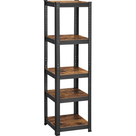 Scaffale per carichi pesanti a 5 ripiani 150 x 37 x 37 cm Capacità 400 kg (80 kg/ripiano) Ripiani regolabili in stile industriale per soggiorno Cucina Marrone rustico e nero 120005567