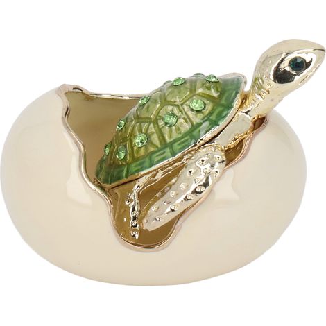 Boîte décorative artisanale en forme de tortue verte, petite décoration tortue en alliage de zinc, boîte de rangement à bijoux de bureau (1/5)